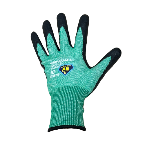 Guantes de Corte color verde recubierto de nitrilo A5 Talla 9