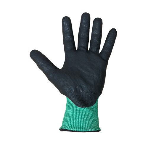 Guantes de Corte color verde recubierto de nitrilo A5 Talla 9