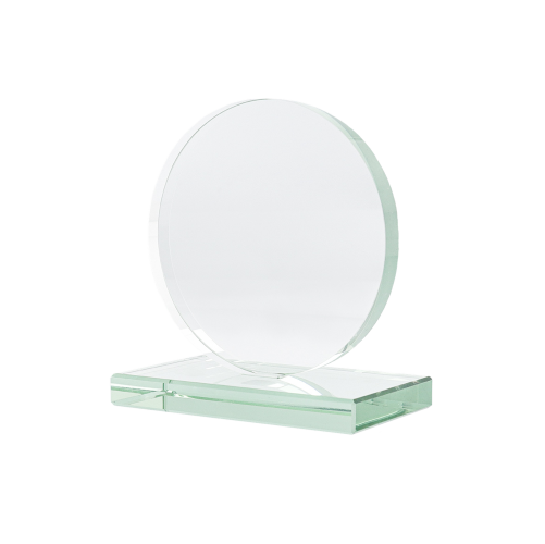 Cristal chico de forma circular con soporte, para sublimar size: 10*10*2cm