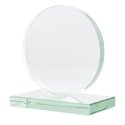 Cristal grande de forma circular con soporte, para sublimar tamaño: 15*15*2cm