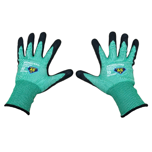 Guantes de Corte color verde recubierto de nitrilo A5 Talla 7