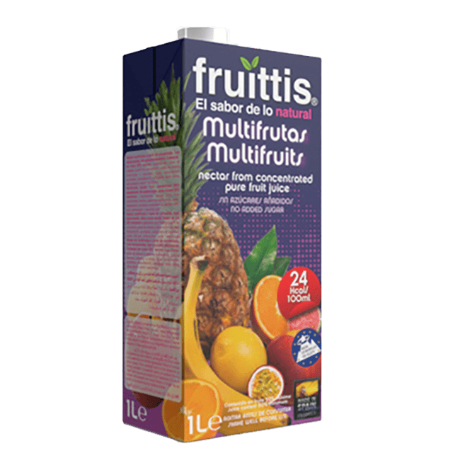 Caja de jugo marca Fruittis sabor Multifrutos, 1 Litro