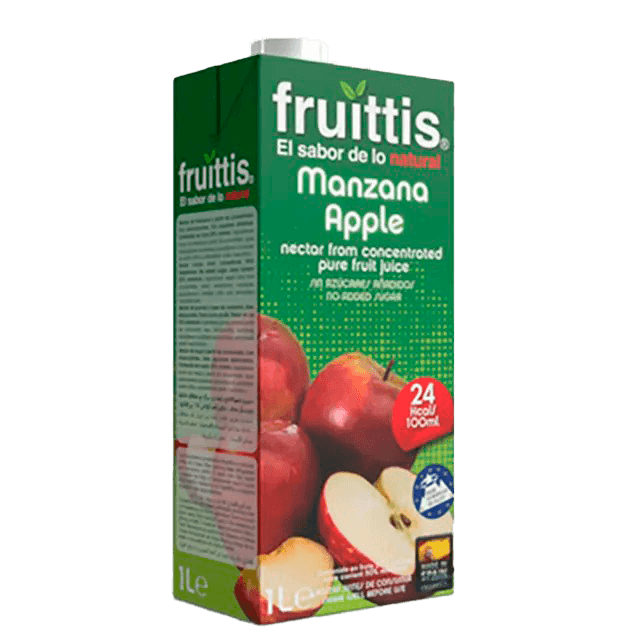 Caja de jugo marca Fruittis sabor Manzana, 1 Litro
