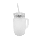 Mason Jar de vidrio esmerilado15 oz con Asa y Absorbente para Sublimación