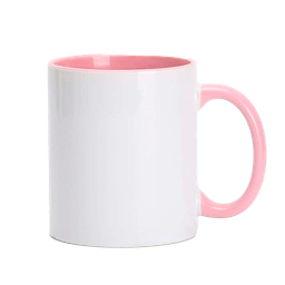 [NH13TICRS48] Taza Recta Blanca 11 oz con asa de colores y borde (rosado)