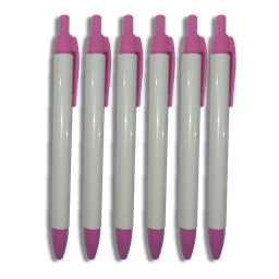Bolígrafo sublimable blanco y rosado de tinta negra